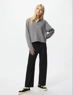 UNIQLOウォッシャブルリブニットパンツ　ブラック Mサイズ　マタニティ