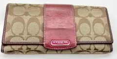 COACH コーチ シグネチャー柄 フラップ長財布