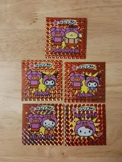 サンリオ　ブタメン　ステッカー　キティ　ポムポムプリン　クロミ　5枚セット