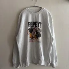 nikoand POPEYE ポパイ キャラクタープリントスウェット L グレー