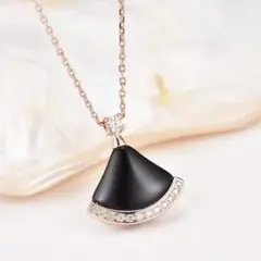 極美品 ジバンシー ネックレス エナメルブラック ラインストーン 
