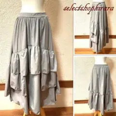 後ろウエストゴム☆シャカシャカナイロン重ねフリル切り替えスカート☆M-L