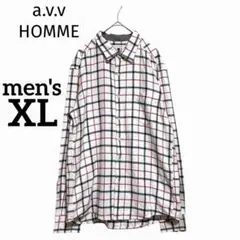 アーヴェヴェオム チェック ネルシャツ ホワイト 綿100% XL 長袖 定番