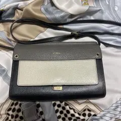 FURLA レザーショルダーバッグ グレー/ホワイト/ブラック