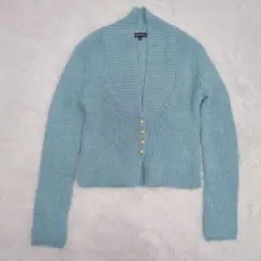 美品 インディヴィ ラメ入ニットカーディガン 【3L】 水色 大きいサイズ