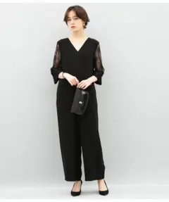 【美品✨️】 アダムエロペ レーススリーブロンパース オールインワン Vネックのサムネイル