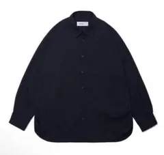 everyone wool shirt (NAVY) ウール長袖シャツ　L