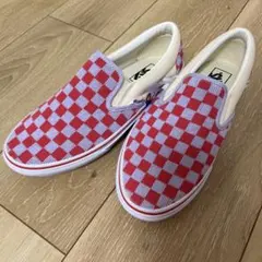 VANS スリッポン チェッカーボード ピンク/レッド　　新品未使用品　25.5