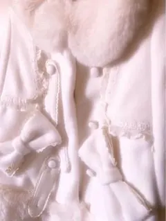 LIZLISA シャギーツインリボンポンチョ ホワイト