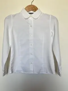 美品シンプルホワイトブラウス130cm 丸襟