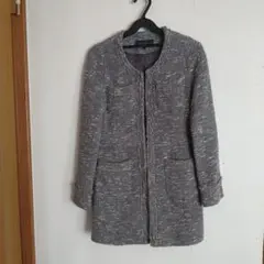 MERCURYDUO ツイードノーカラージャケット グレー