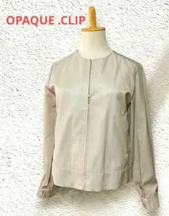 オペークドットクリップ　ノーカラーブルゾン　ライトブルゾン　ベージュ　38　上品