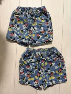 Littcミッキー＆ミニー デニムショートパンツ 90cm 2枚組
