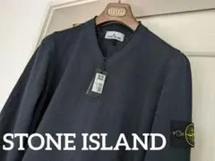 STONE  ストーンアイランド Vネックニット ウォッシュ加工 ストーンアイランド Vネック ラムウールニット ブラック
