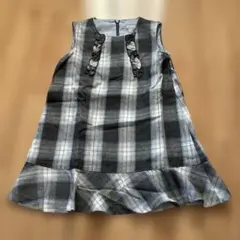 グレー系チェック フリル付きワンピース 5