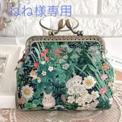 ユキエモンyukiemon ハンドメイドポーチ　ボタニカルフラワー navy猫