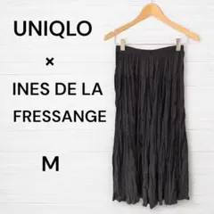 【極美品】ユニクロ イネス プリーツ ロングスカート 黒　ブラック M