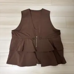 LEPSIM ゆきはさん企画　ギャザー2WAYベスト　ブラウン　ゆきはベスト