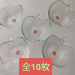 ＊昭和レトロ曽我ガラス りんごデザート皿全10枚セット スプーン５本付＊のサムネイル