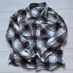 長袖シャツ ブラウン系チェック 140