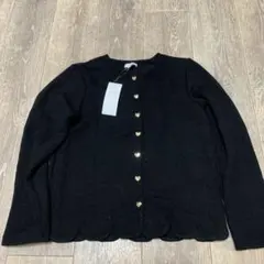 any FAM 黒いハート型ボタンカーディガン150cm