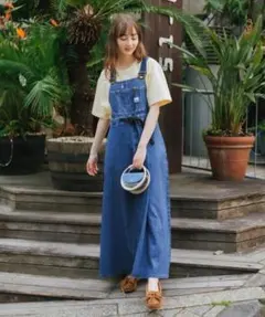 試着のみLeeウェストアジャスターオーバーオールスカートM