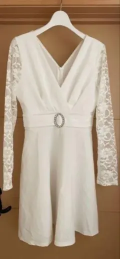 美品　ホワイトフレアドレス　インナー付き