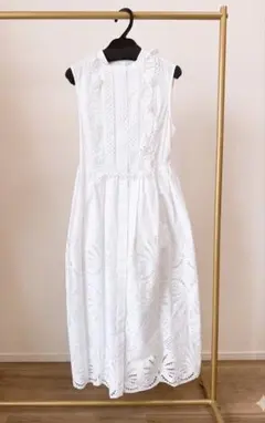 【新品タグ付き】Chesty レース シャツワンピース ホワイト0