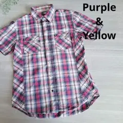 Purple&Yellow ♡パープルアンドイエロー　シャツ　チェック　おしゃれのサムネイル