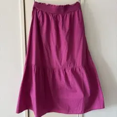 組曲　ロングスカート　両ポケット　ペチコート付き　ローズピンク　シルク混　美品