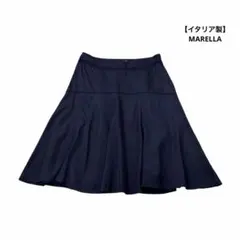 【イタリア製】MARELLA 膝丈スカート フレアスカート 紺