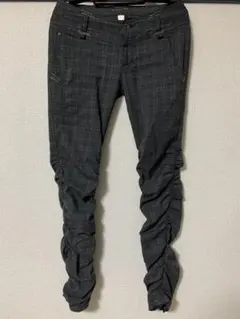 ダークグレー チェック柄 スキニーパンツ