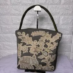 岡重 OKAJIMA オカジマ 京都 ハンドバッグ 和装 刺繍 日本製 絹 象
