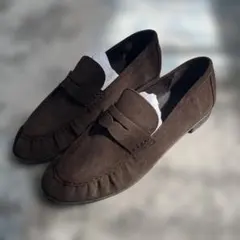 Le Talonダークブラウン スエード ローファー