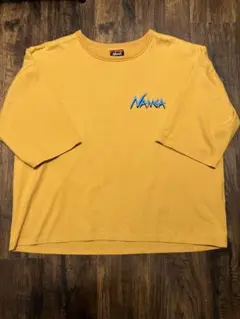 【希少・廃盤】NANGA 七分袖Tシャツ バックプリント マスタード Mサイズのサムネイル