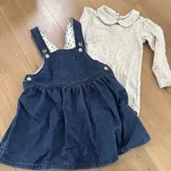 Petit Bateau ジャンスカ　女の子 セット 18m ロンパース　長袖