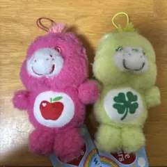 ケアベア羊毛フェルト風マスコット　ピンク&グリーン　2種セット