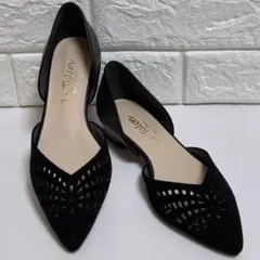 【超美品】22cm ルタロン レザー　ポインテッドトゥ パンプス　ブラック