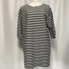 ボーダーカットソー レディース M 五分袖 白黒 きれいめ カジュアル