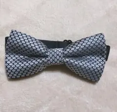 蝶ネクタイ グレー&銀・ドット柄