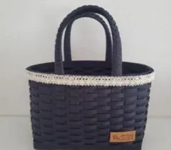 環保紙編織籃子，附蕾絲與吊牌