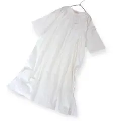 タグ付✨オーヴォ（F）五分袖 Tシャツワンピース ひざ丈 ホワイト 楽ちん 綿