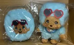 日焼けモンチッチカラビナポーチ&モコモコポーチセット 水色のサムネイル
