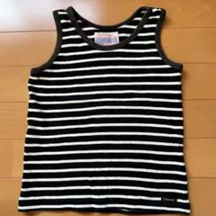 ★【着用回数少】デニムダンガリー☆タンクトップ☆白黒☆ボーダー★のサムネイル