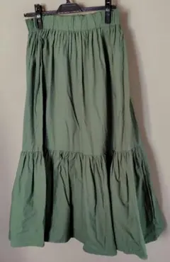 ティアードロングスカート　グリーン