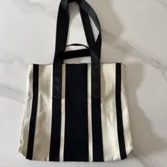 【送料込】週末割引 ZARA ザラ ストライプ ニット トートバッグのサムネイル