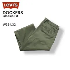 Levi's Dockersツータックチノパン 36×32 オリーブカーキ