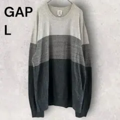 GAP ギャップ ニット セーター L グレー ボーダー コットン ユニセックスのサムネイル