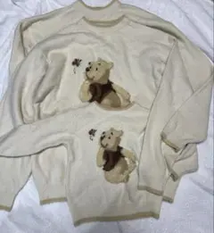 ディズニー　プーさん　Lサイズ　100サイズ　ニット　おそろい　家族　3点セット