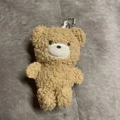 ベージュ クマ型ぬいぐるみ キーホルダー付き